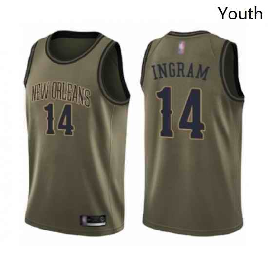 Youth New Orleans Pelicans 14 Brandon Ingram Swingman Green Salute to Service Basketball Jersey